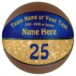Bola de Basquete Personalizada Azul, Dourada para 