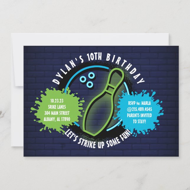 BOLA DE BOLICHE NEON NEON FESTA DE ANIVERSÁRIO VER (Frente)