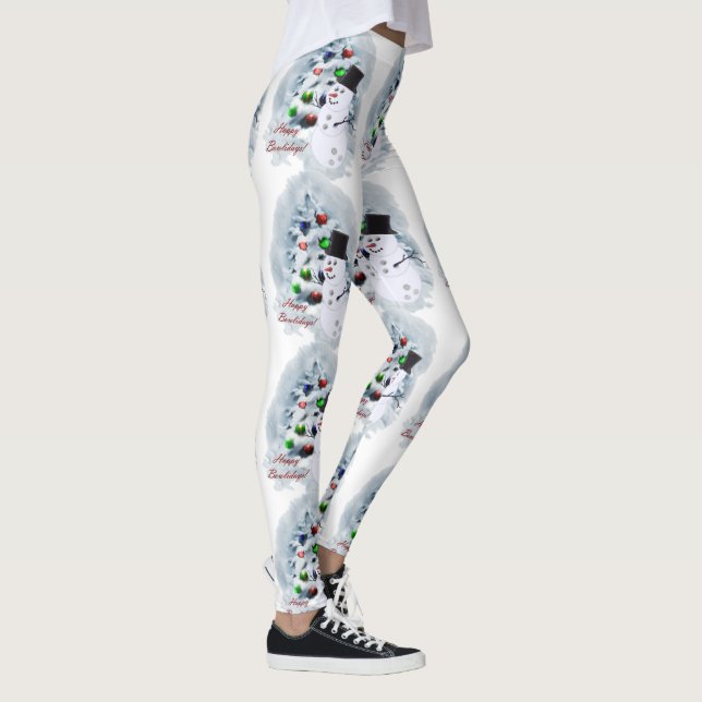 Bola de boliche Snowman Leggings de Natal (Direita)