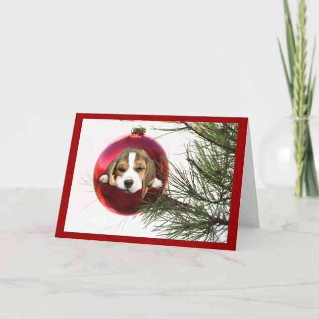 Bola de Cartão de Natal Beagle (Frente)