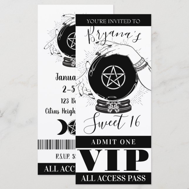 Bola de Cristal Mágica Sorteador Bilhete VIP da Fe (Frente/Verso)