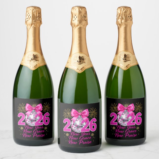 Bola de Discoteca Rosa 2026 com Fogos de Artifício (Garrafas)