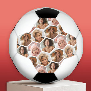 Bola De Futebol 4 Colagem de Fotos - padrão de hexágono de mel fun