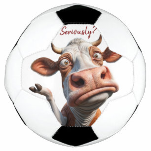 Bola De Futebol A vaca Bobo - "Sério?" Design de citação engraçado