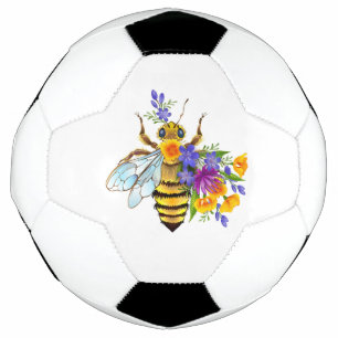 Bola De Futebol Abelha flor com plantas silvestres
