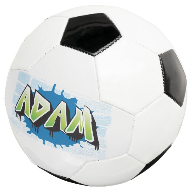 Bola De Futebol Adam Your Name Graffiti Brick Wall Stylized (Três quartos)