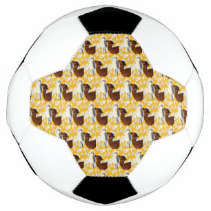 Bola De Futebol Alpacas Castanhos E Brancos Com Flores De Cactus,