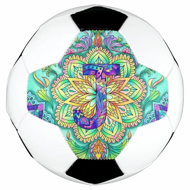 Bola De Futebol Alphabet J mandala (Frente)