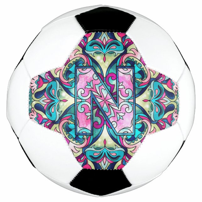 Bola De Futebol Alphabet N mandala (Frente)