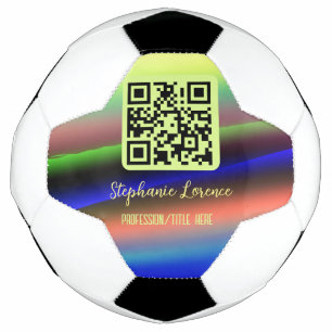 Bola De Futebol Amarelo azul código Q R adicionar nome profissão t