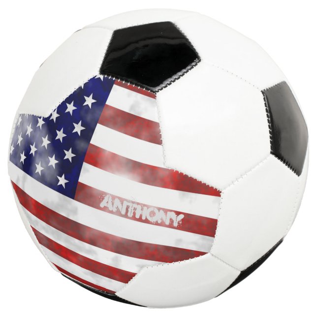 Bola De Futebol American USA Flag Grunge Retro personalizado (Três quartos)