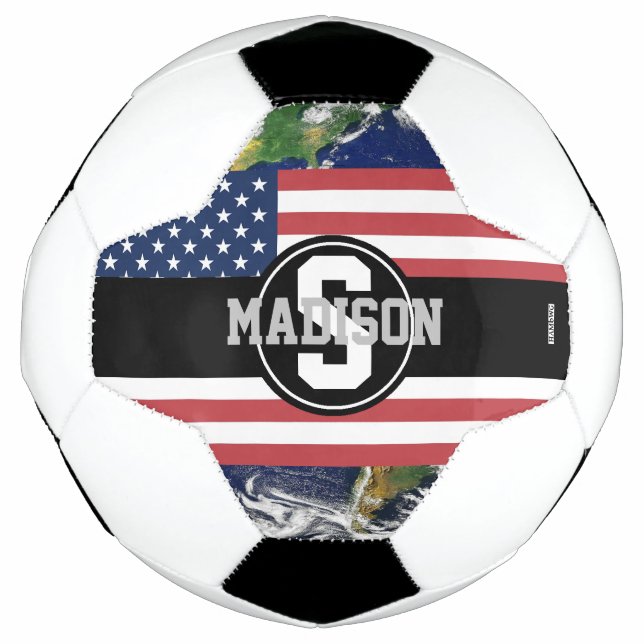 Bola de futebol americano Flag Earth Monograma HAM (Frente)