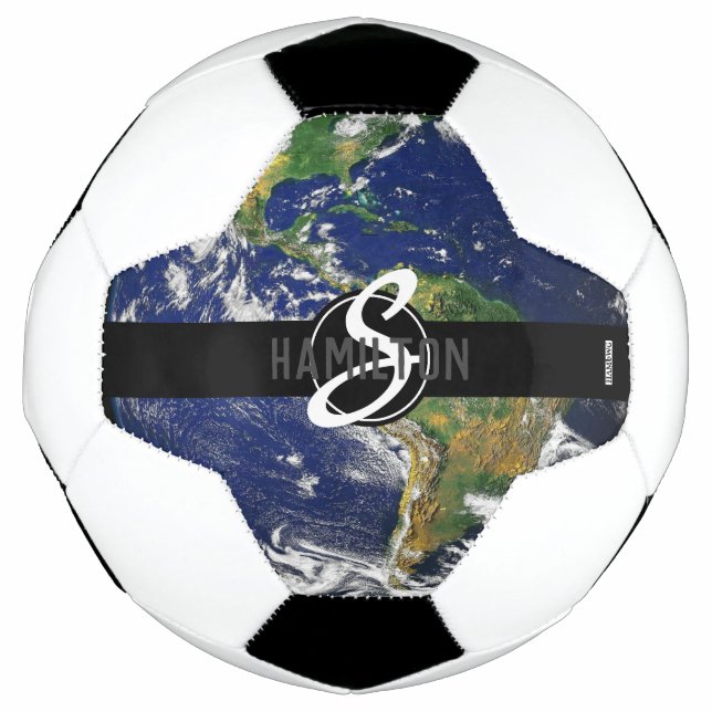 Bola de futebol americano Flag Earth Monograma HAM (Frente)