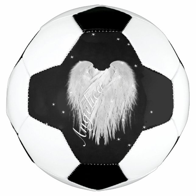 Bola De Futebol ANGEL WINGS Heart Black Starry Night (Frente)