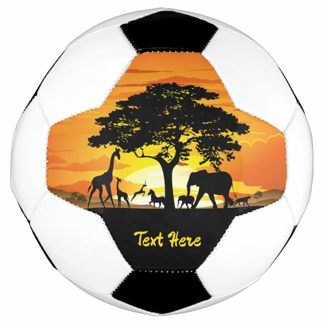 Bola De Futebol Animais Selvagens no Sunset da savana africana (Frente)