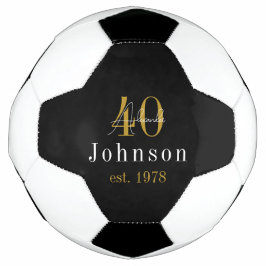 Bola De Futebol Aniversário de 40 anos preto personalizado Dourado