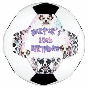 Bola De Futebol Aniversário de Cachorrinho Dálmata em Aquarela Rox