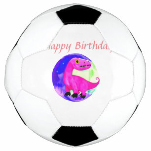 Bola De Futebol Aniversário de dinossauro com aquarela rosa roxo v