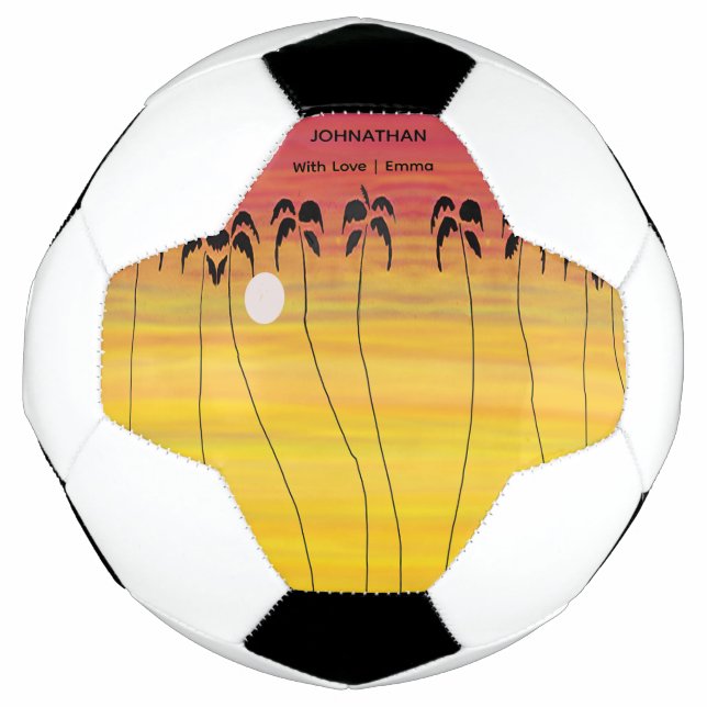 Bola De Futebol Aniversário, Pai Cute Tropical Summer Sunset (Frente)