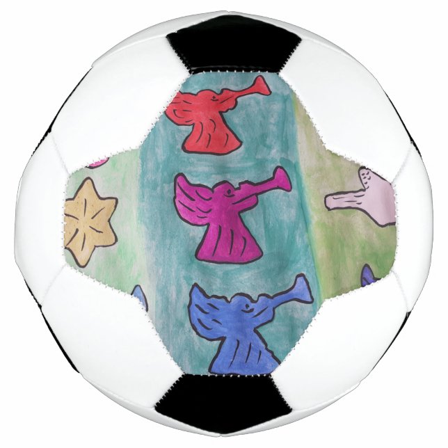 Bola De Futebol Anjos de Natal com trompetes (Frente)