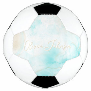 Bola De Futebol Aqua Dourada Aqua Moderna Arte a Álcool Oceânica O