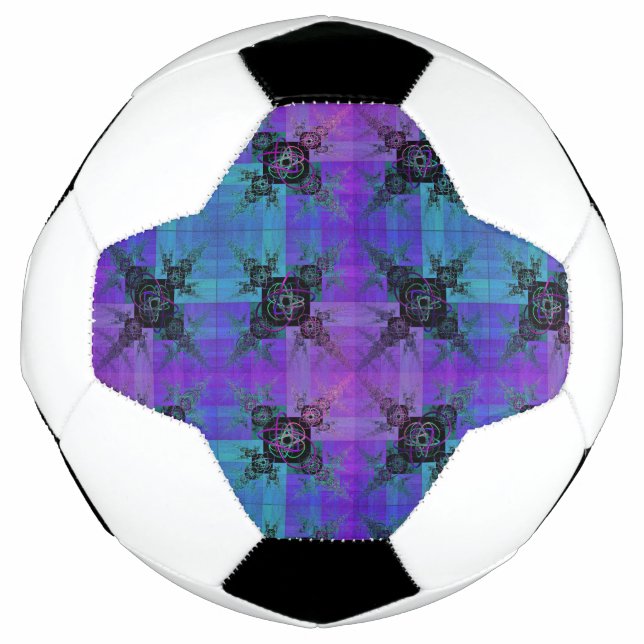 Bola De Futebol Aqua e Lilac Fractal Joy Ball (Frente)