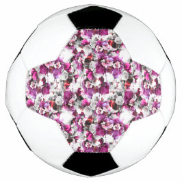 Bola De Futebol Aquarela Floral - Design abstrato rosa e branco