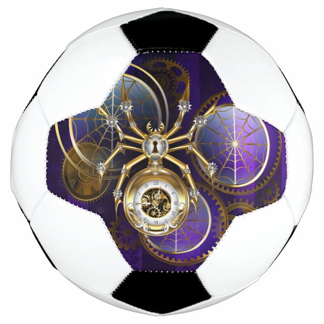 Bola De Futebol Aranha Steampunk no fundo roxo (Frente)