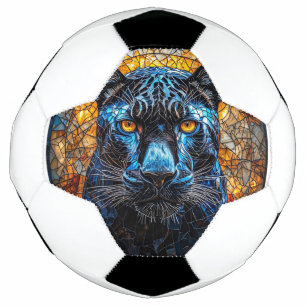 Bola De Futebol Arte em Vidro Pintado Pantera Majestosa