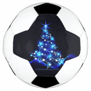 Bola De Futebol árvore de Natal estilizada SlipperyJoe azul brilha
