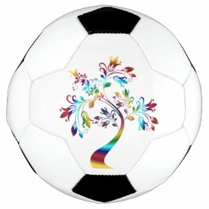 BOLA DE FUTEBOL ÁRVORE FLORAL COLORIDA