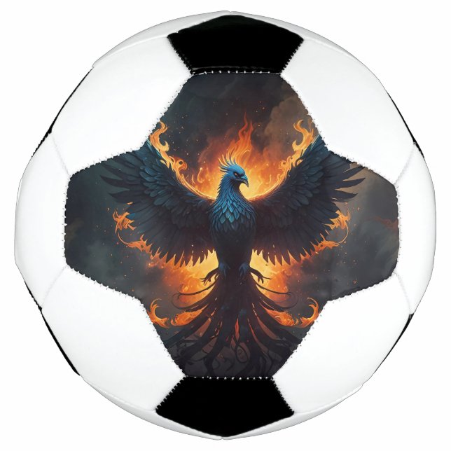 Bola De Futebol Ascensão de pássaros Phoenix com chamas (Frente)