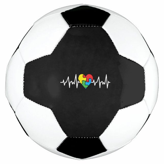 Bola De Futebol Autism Heart Beat Autism Awareness Day (Frente)