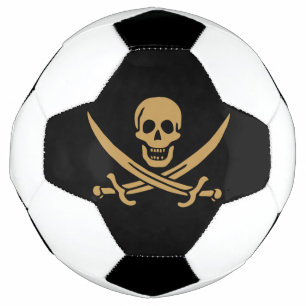 Bola De Futebol Aztec Dourado Crânio e Cutlass Pirata Calico Jack