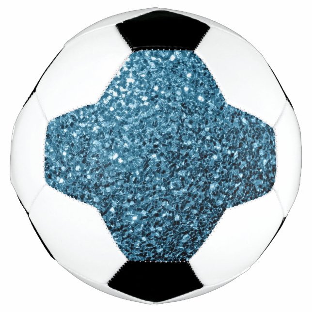 Bola De Futebol Azul bebê claro brilho falso brilhos brilham (Frente)