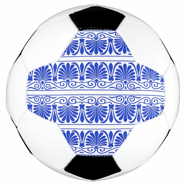 Bola De Futebol Azul-padrão árabe mediterrânico grego (Frente)