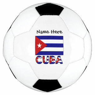 Bola De Futebol Bandeira Cubana Azul Escuro Personalização Preta