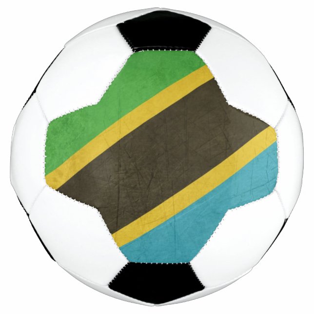 Bola De Futebol Bandeira do Estado Soberano Grunge da Tanzânia (Frente)