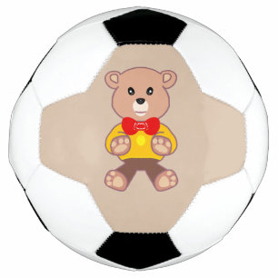 Bola De Futebol Beige Cute Bowtie Teddy Bear Ball