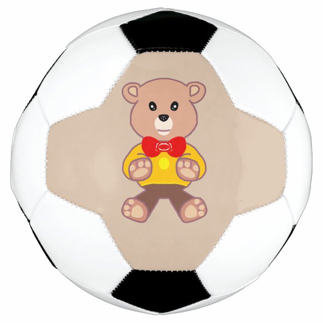 Bola De Futebol Beige Cute Bowtie Teddy Bear Ball (Frente)