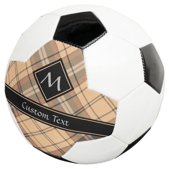 Bola De Futebol Beige e Brown Tartan (Três quartos)