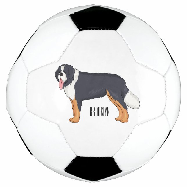 Bola De Futebol Bernese mountain dog cartoon illustration (Frente)