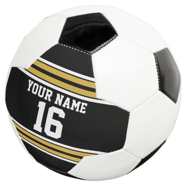Bola De Futebol Black with Dourado White Stripes Team Jersey (Três quartos)