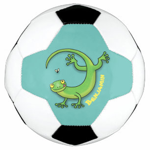 Bola De Futebol Boas saudações da lagartixa verde e feliz com dese