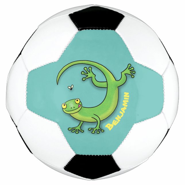 Bola De Futebol Boas saudações da lagartixa verde e feliz com dese (Frente)