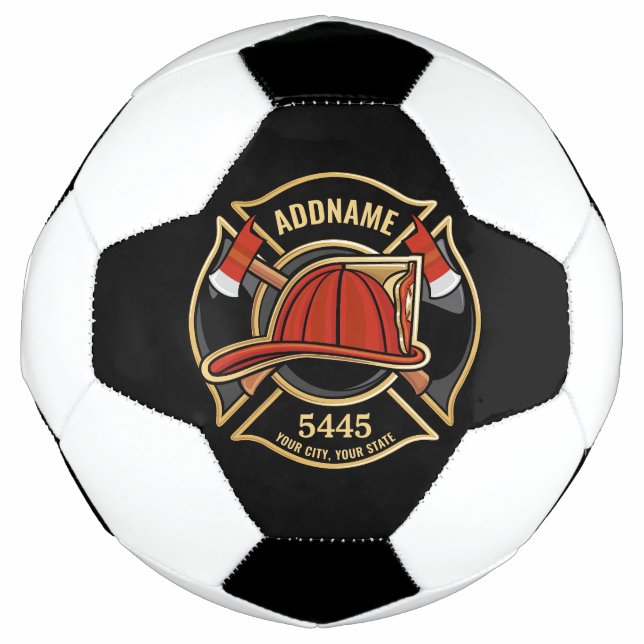 Bola De Futebol Bombeiro ADD NAME Crachá de Bombeiros (Frente)