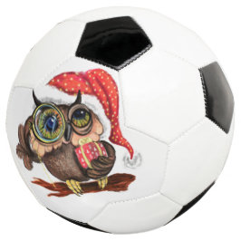 Bola De Futebol Bonita Coruja De Bebê No Natal Dando Um Presente D