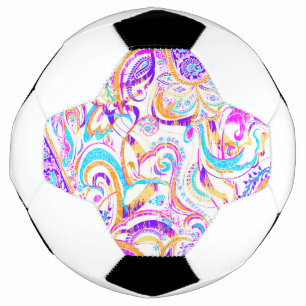 Bola De Futebol Bonito desenho paisley colorido branco