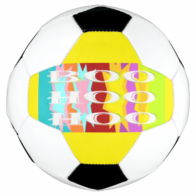 Bola De Futebol Boo Hoo design flash cores texto branco Frasco (Frente)