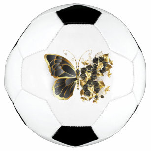 Bola De Futebol Borboleta Flor Dourada com Orquídea Preta